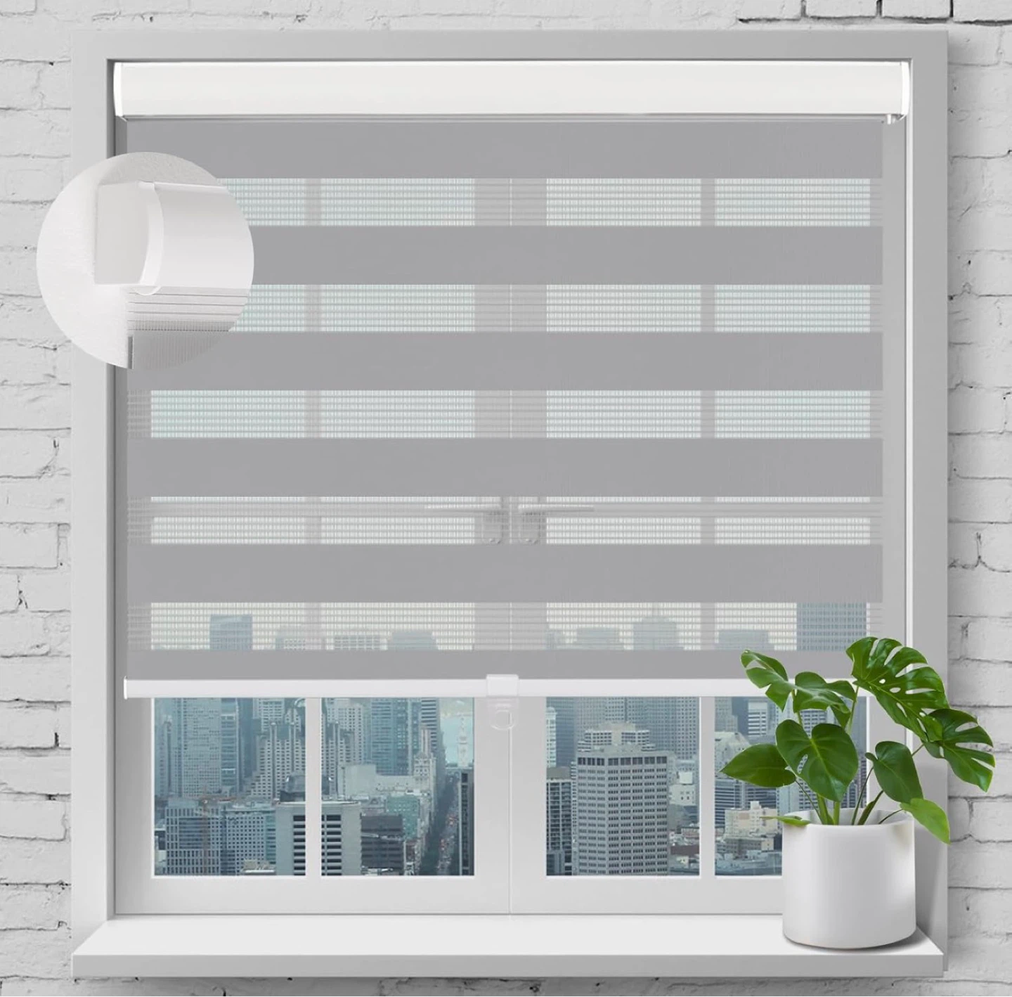 NEW 3X Light Grey Cordless Zebra Blinds, 71”W x 72”H