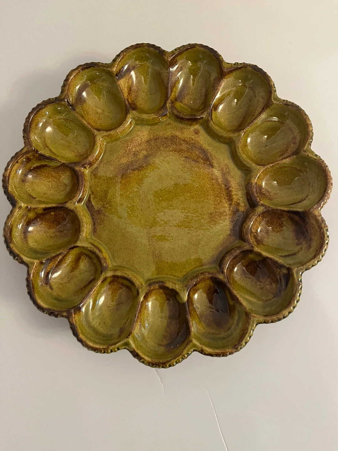 Green Ceramic Egg Plate