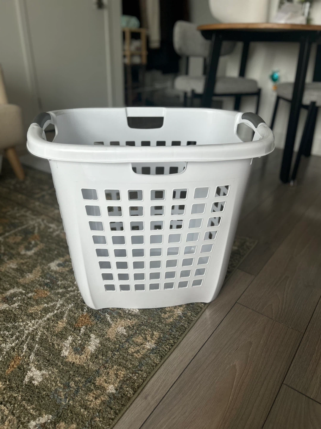 White Plastic Laundry Hamper