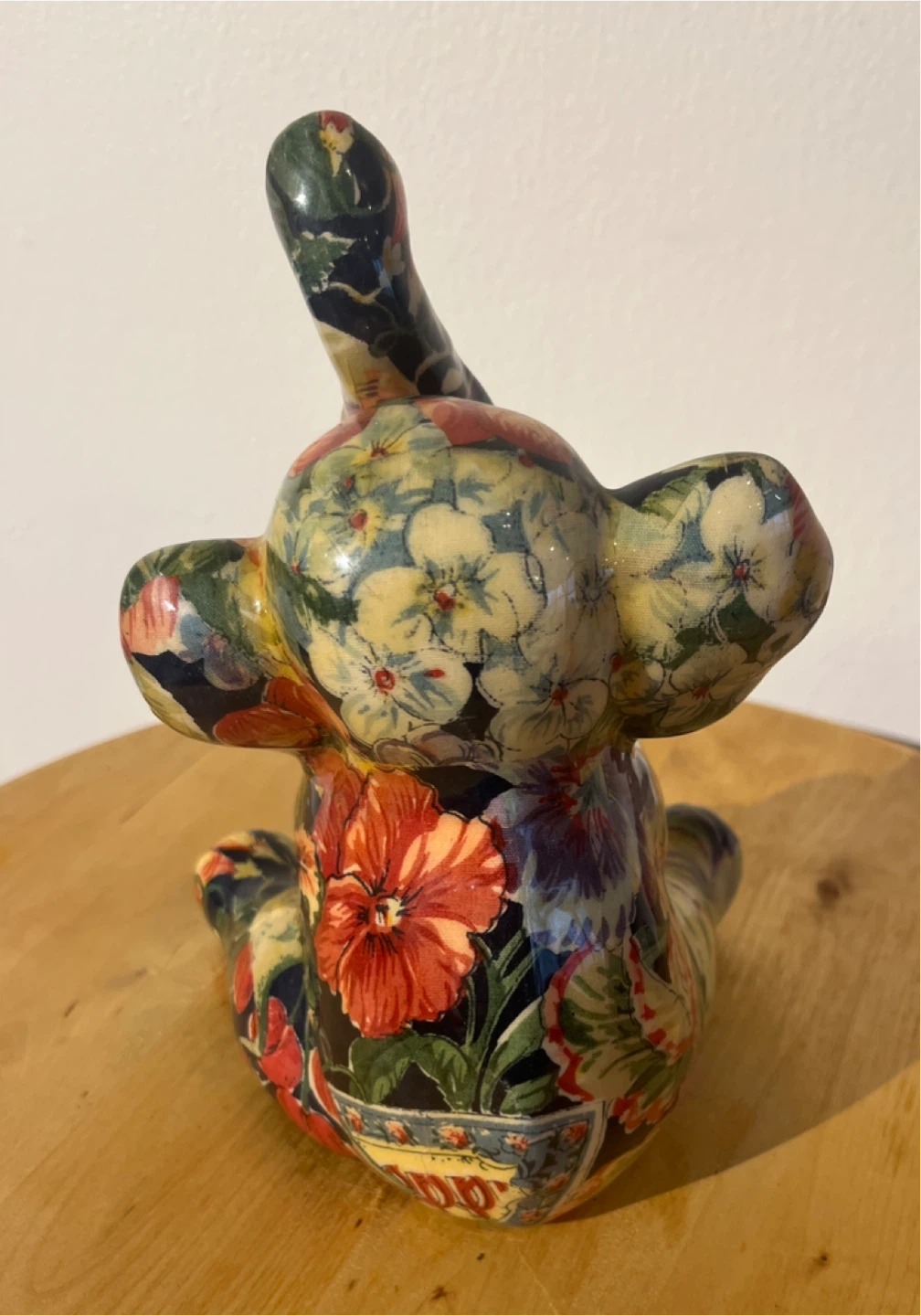 Vintage Ceramic Elephant Figurine with Floral Design - photo 3