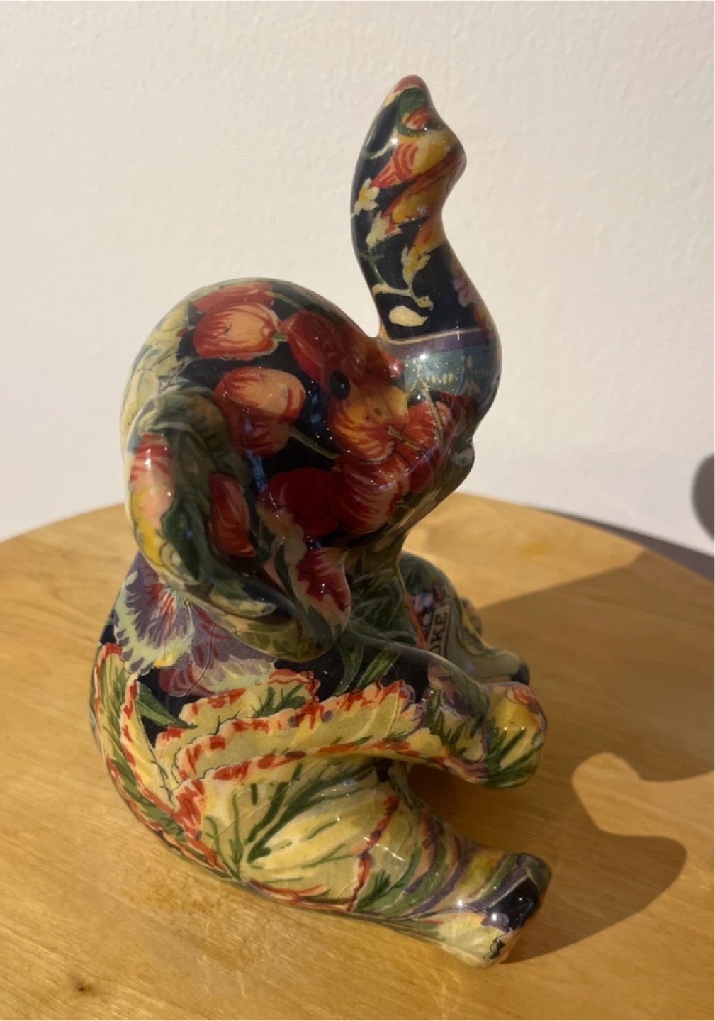 Vintage Ceramic Elephant Figurine with Floral Design - photo 4