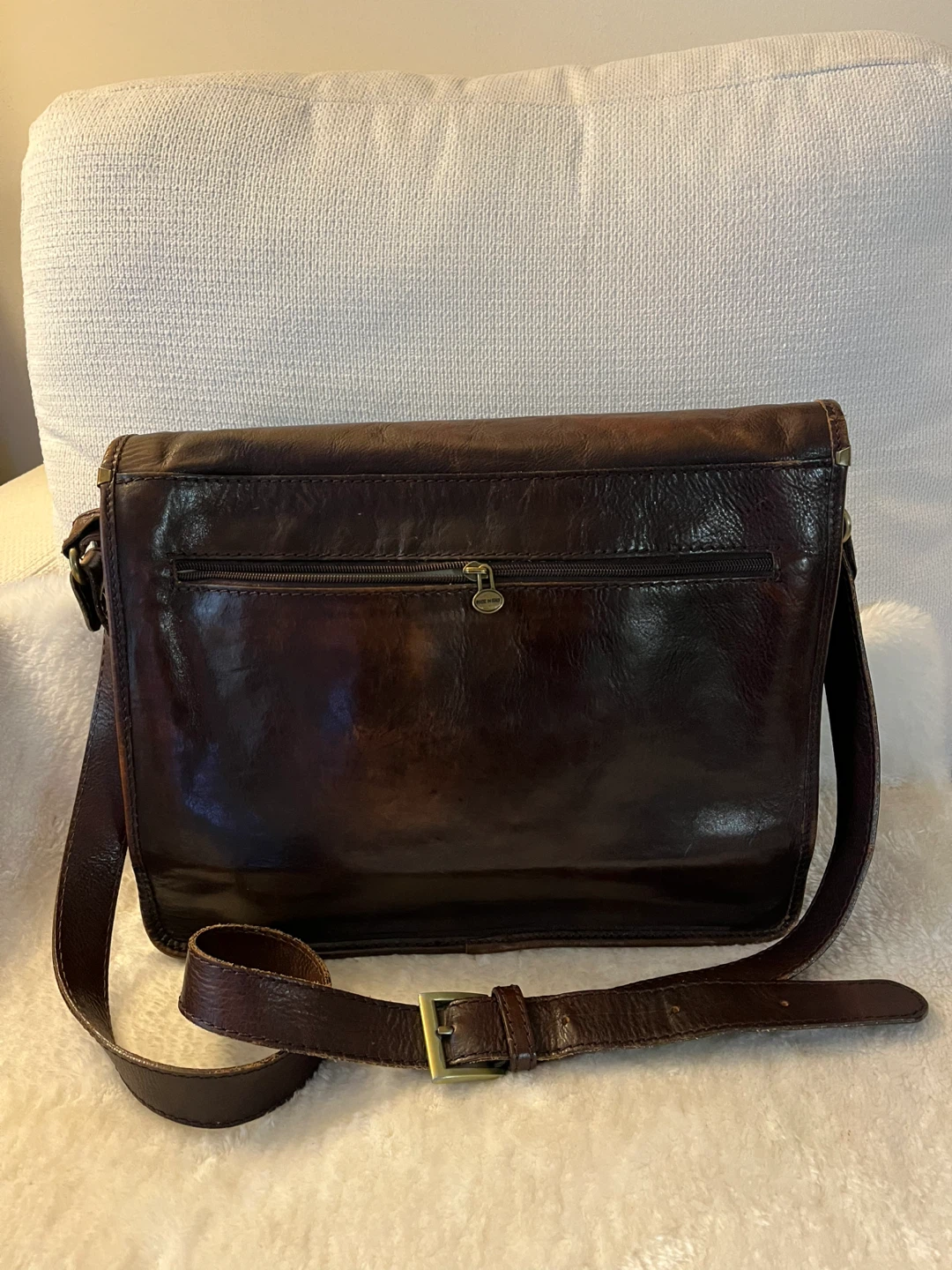 Brown Leather Messenger Briefcase Bag Made in Italy - photo 3