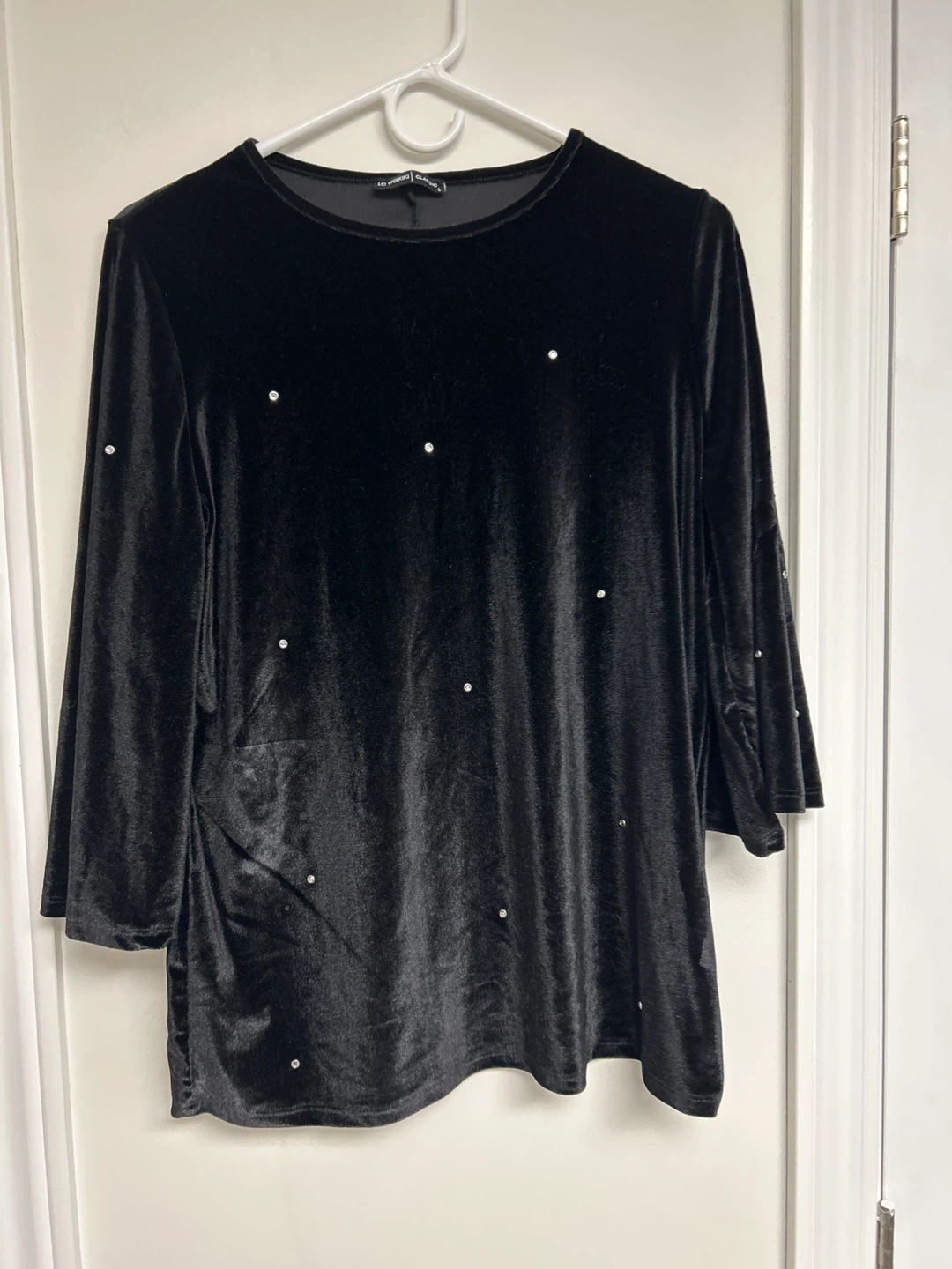 LC Waikiki Classic Black Velvet Blouse - Size L