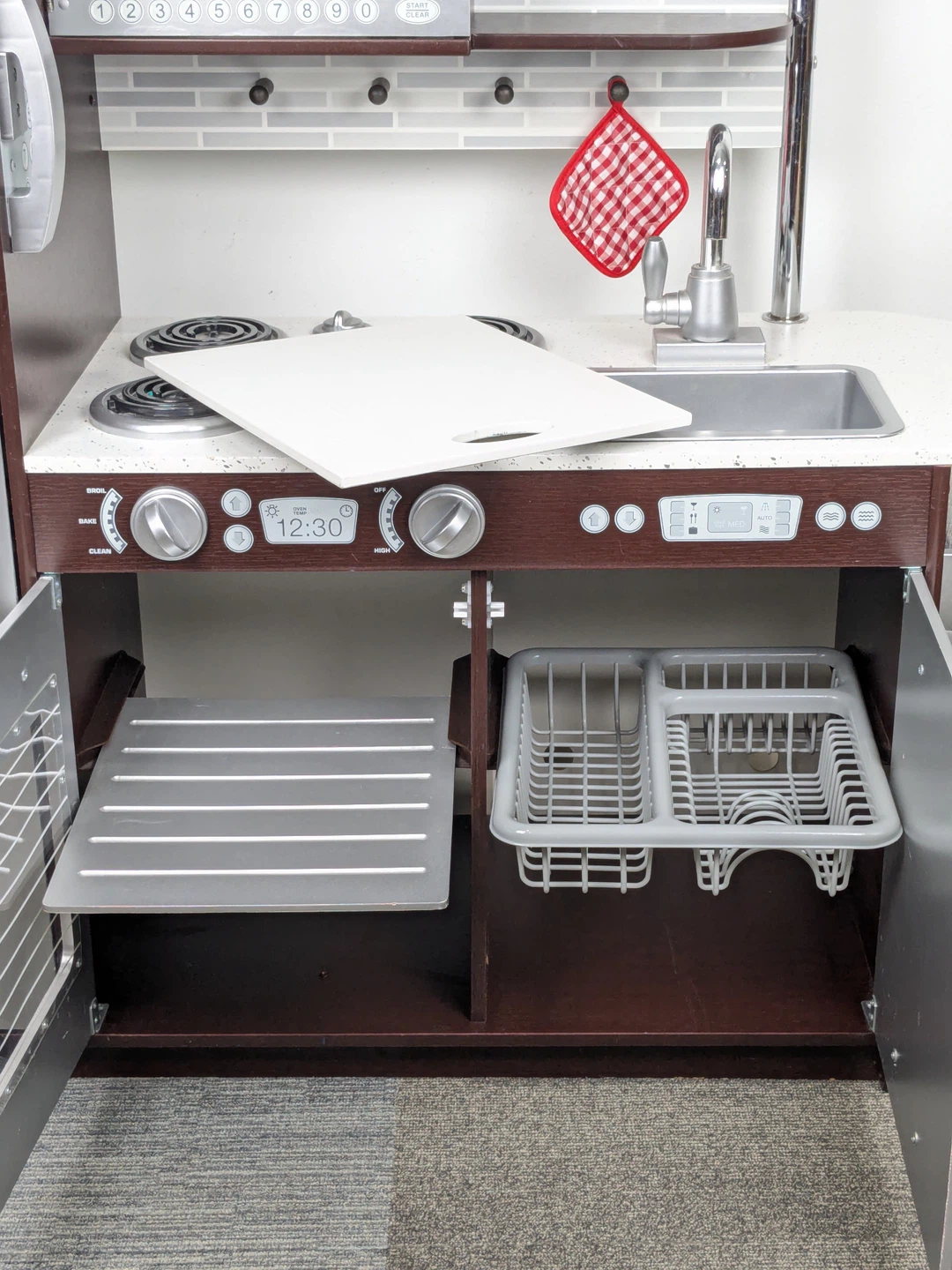 Wooden Play Kitchen with Refrigerator, Microwave, and Oven - photo 5