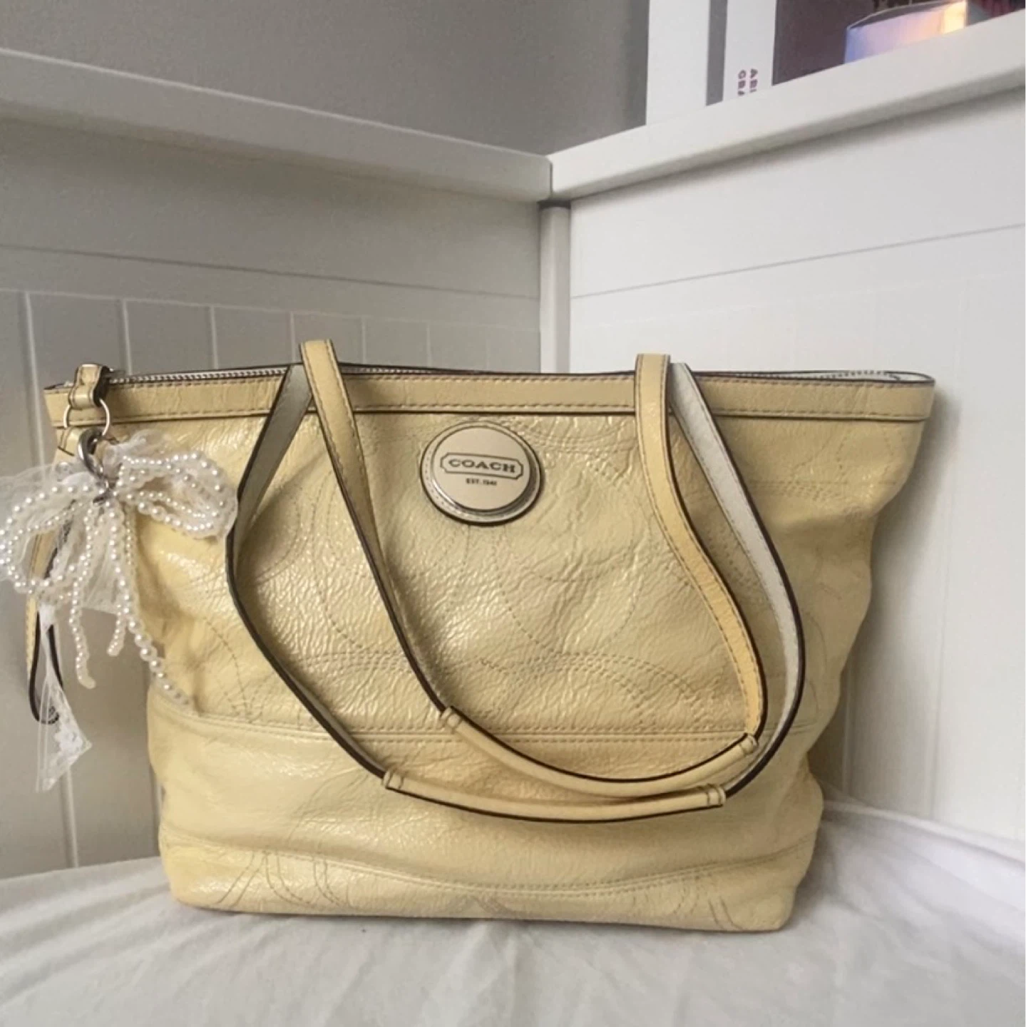 Coach Yellow Patent Leather Tote Bag