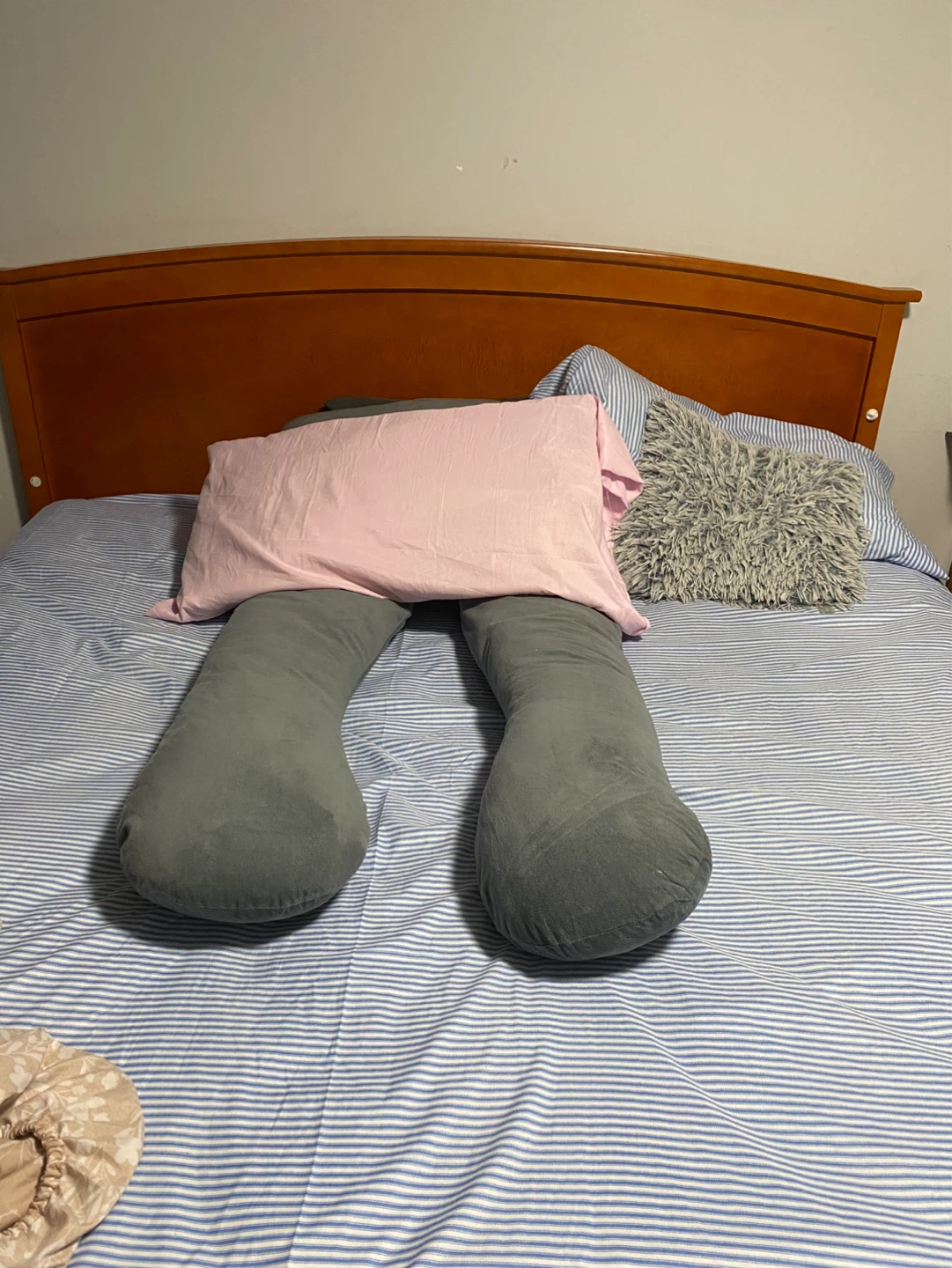 Grey U-Shaped Full Body Pillow