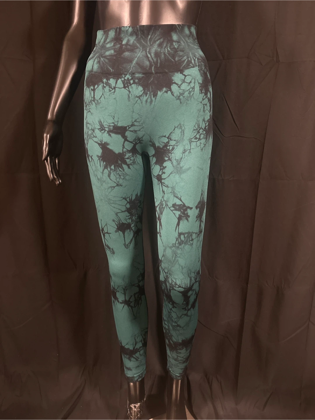 Teal & Black Tie-Dye Leggings