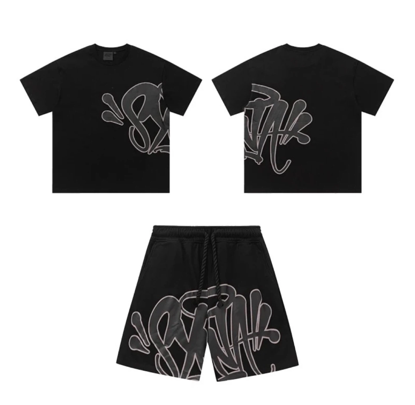 SYNA world  Black Graphic T-Shirt and Shorts Set