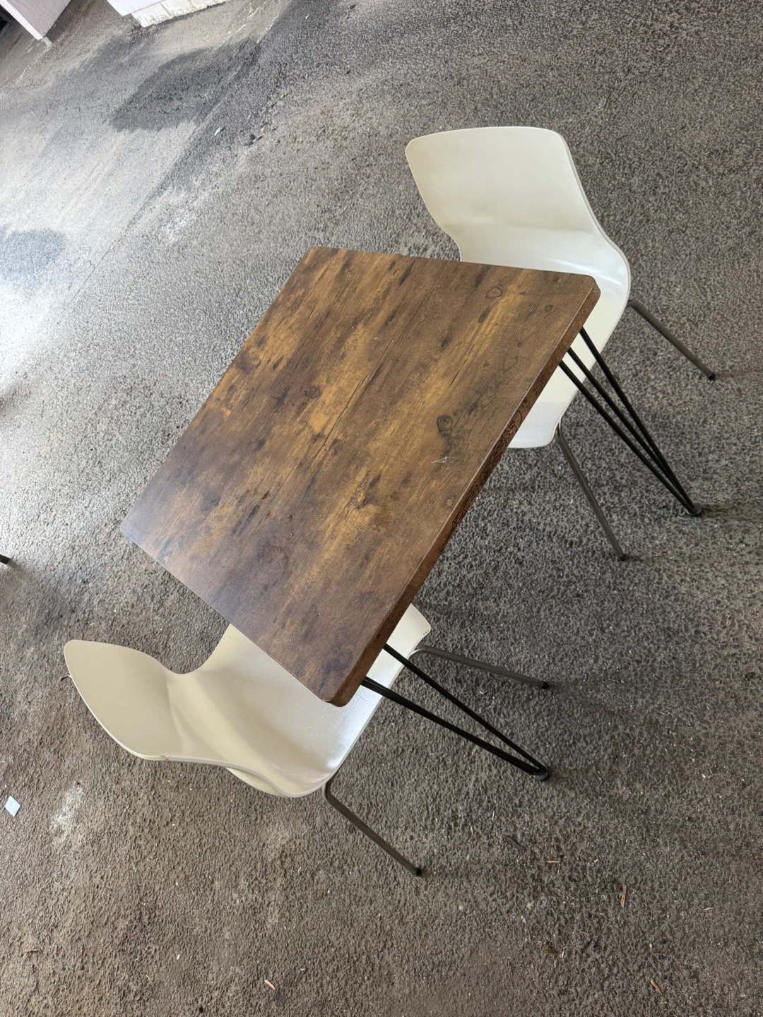 Rustic Wood Dining Table Set with 2 White Chairs - photo 3