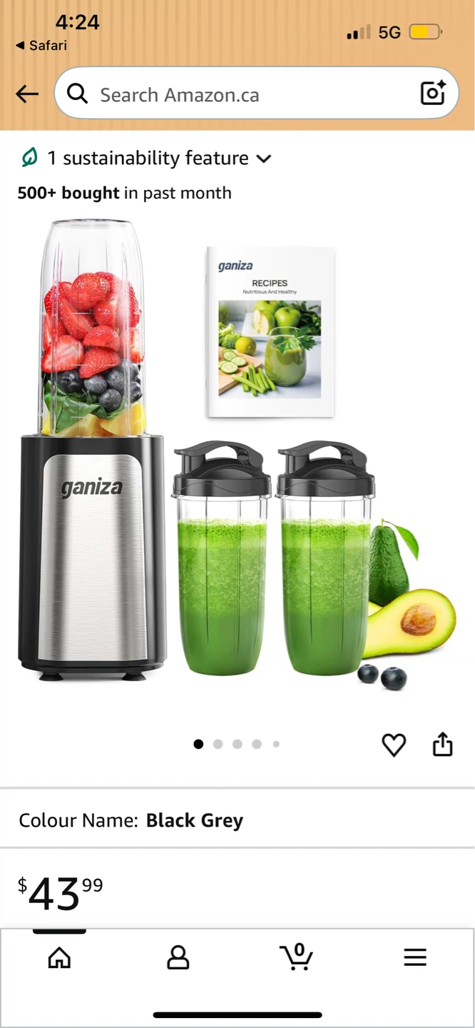 Ganiza Personal Blender with 2 Cups and Recipe Book - photo 2