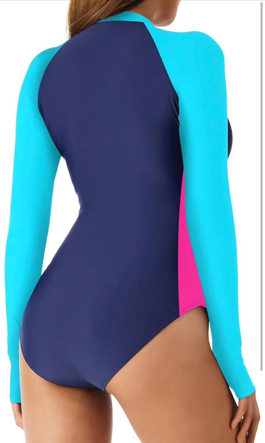 NWT Relleciga Long Sleeve zip up one piece Swimsuit Rash Guard - photo 5