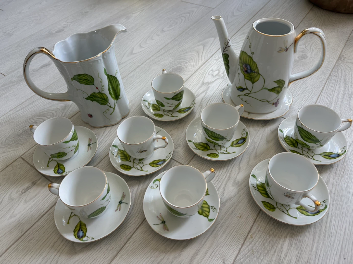 Vintage Porcelain Tea Set with Creamer and Teapot