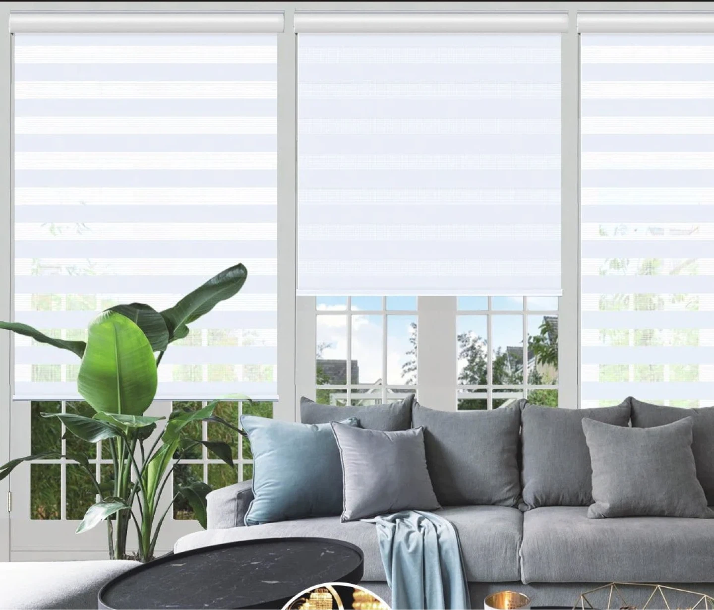 NEW 2X White Cordless Zebra Blinds, 61”W x 90”H