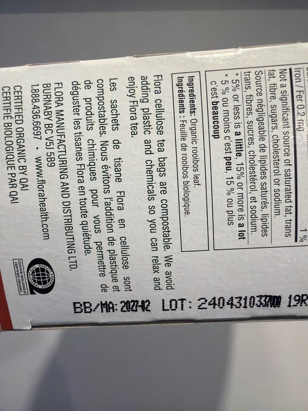 Flora Organic Rooibos Tea - 16 Tea Bags - photo 2