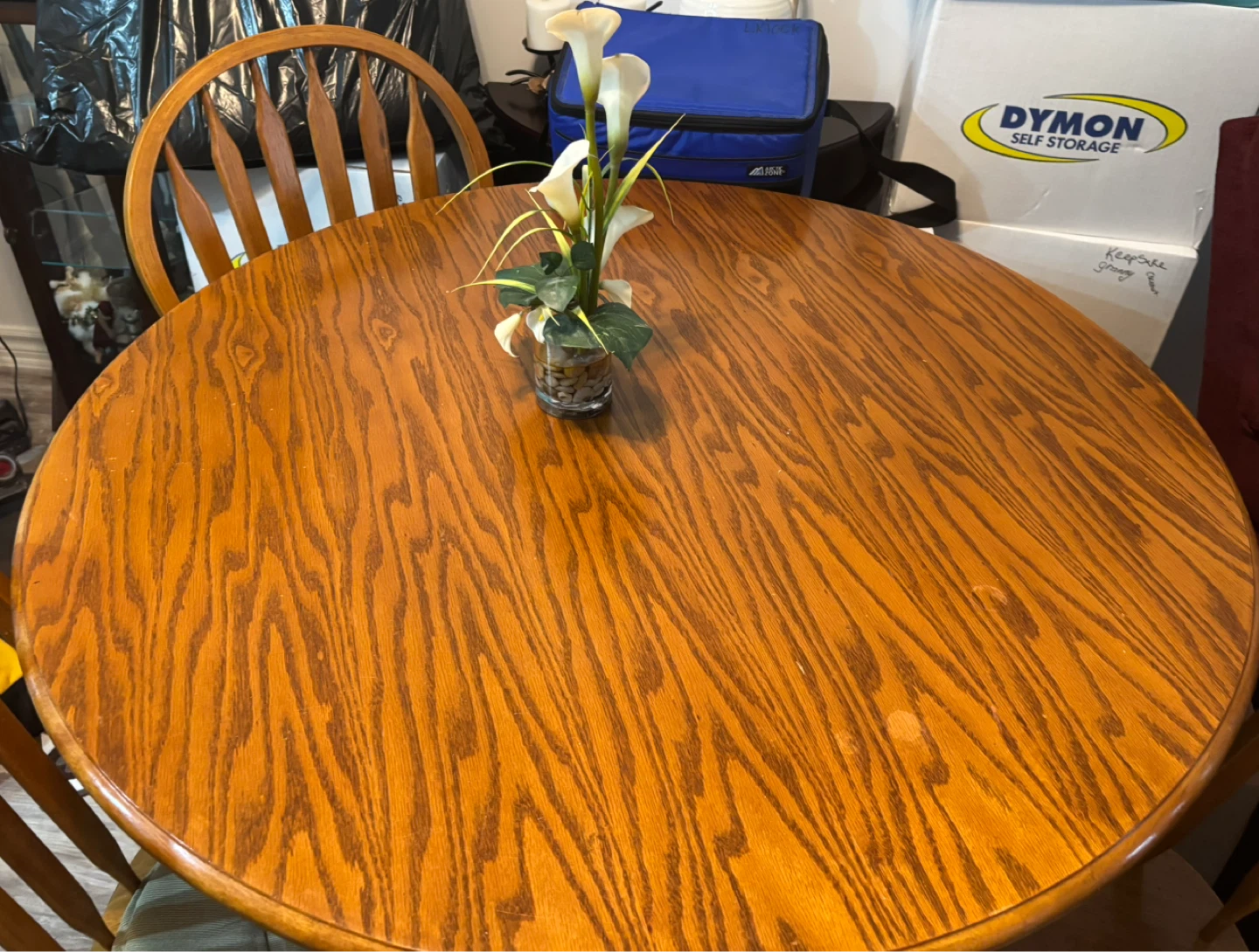 Round Oak Dining Table with 4 Chairs need gone - photo 2