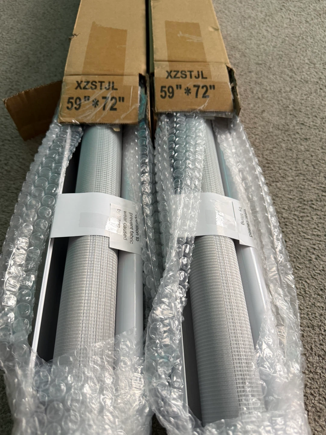 NEW 2X Light Grey Cordless Zebra Blinds, 59”W x 72”H - photo 3