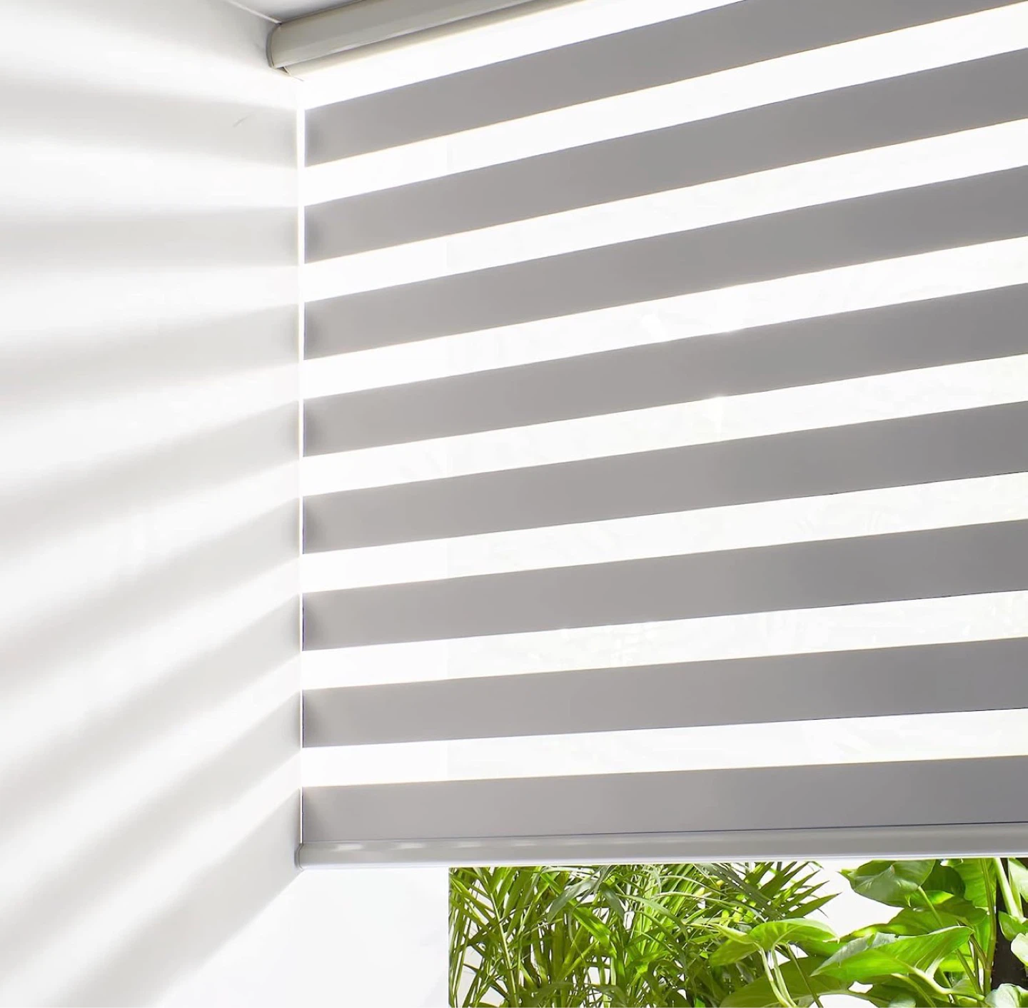 NEW 2X Light Grey Cordless Zebra Blinds, 59”W x 72”H
