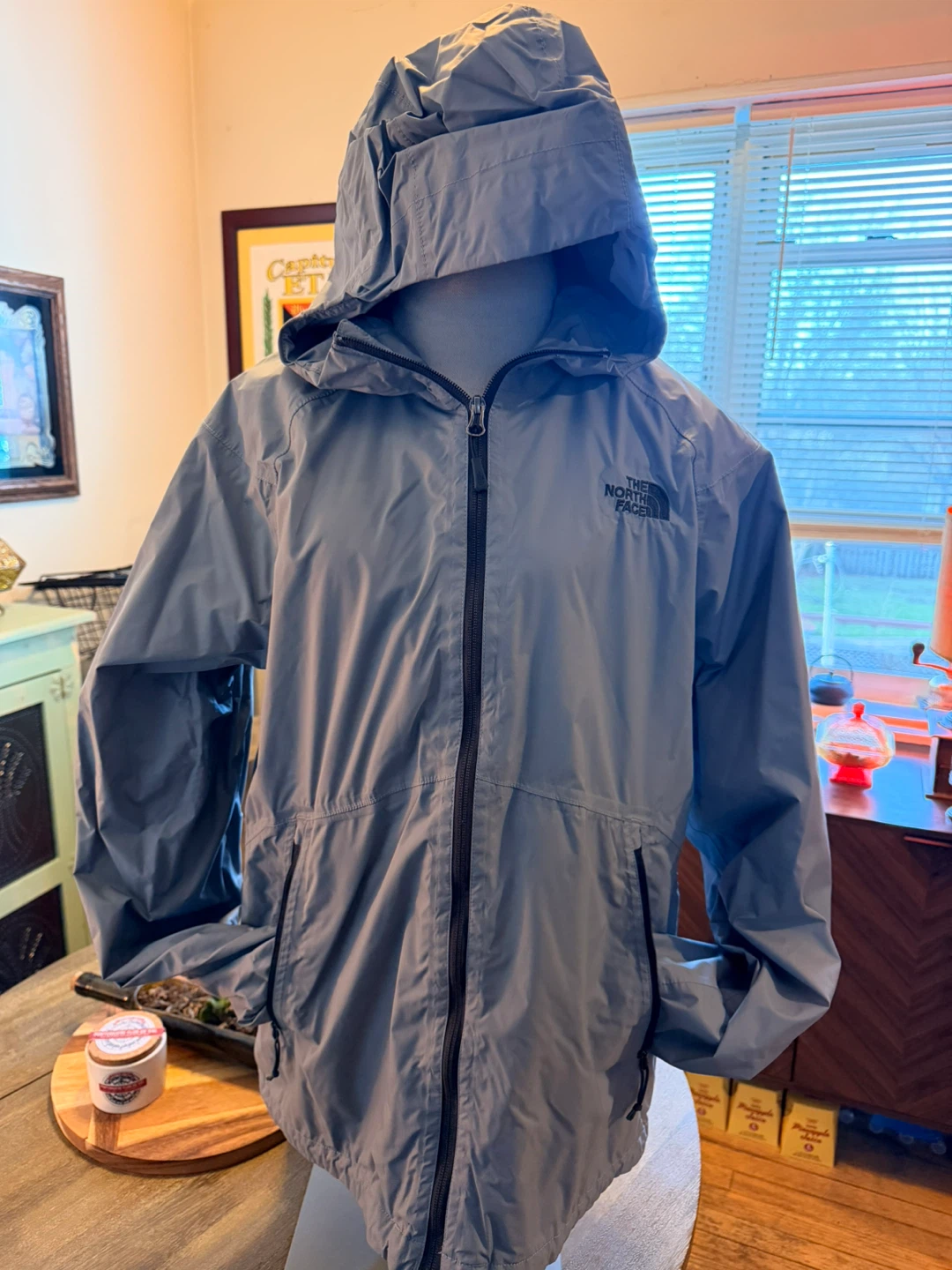 The North Face Men's Gray Hooded Rain Jacket