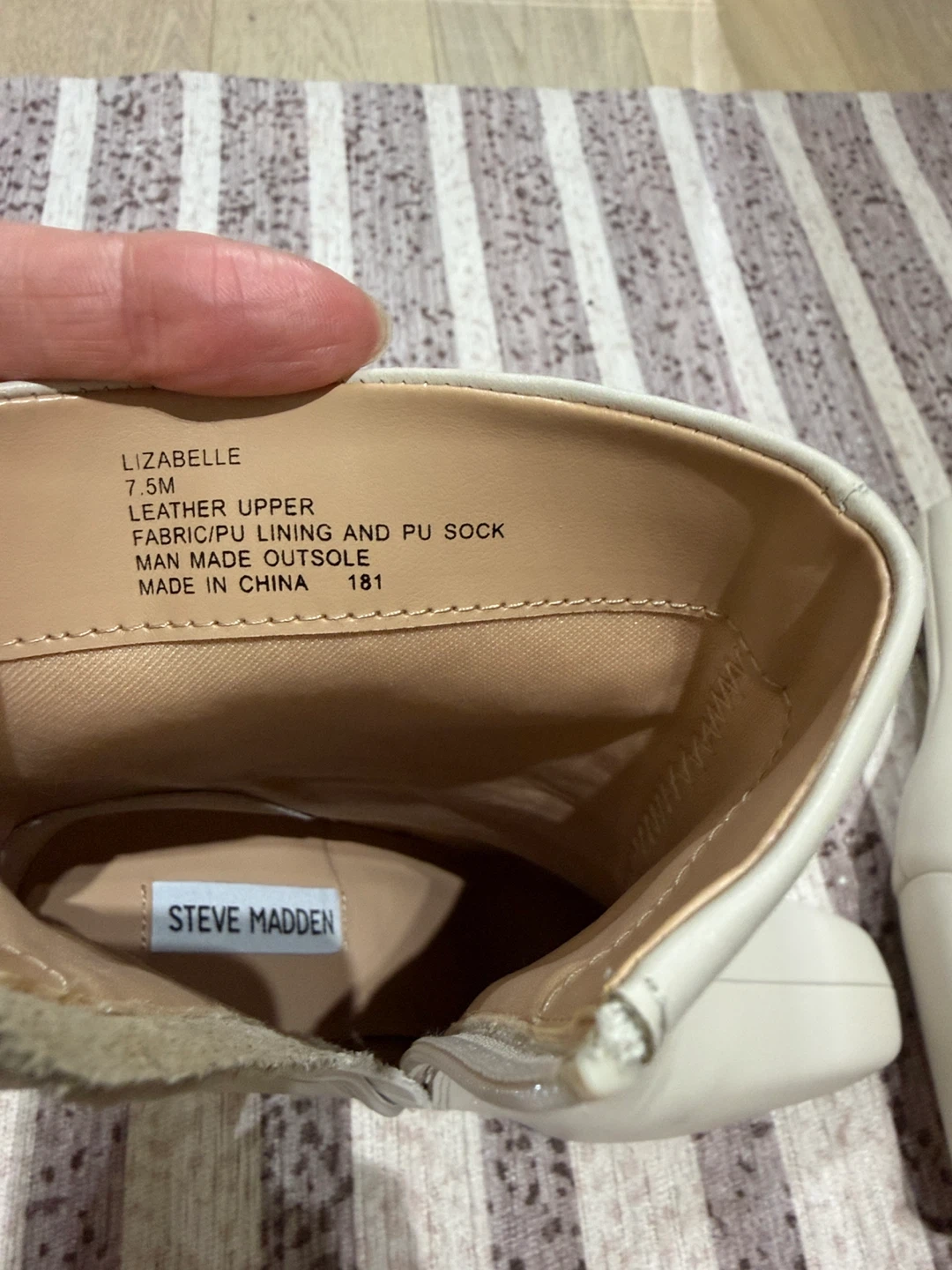 Steve Madden LIZABELLE Cream Leather Ankle Boots - Size 7.5M - photo 2