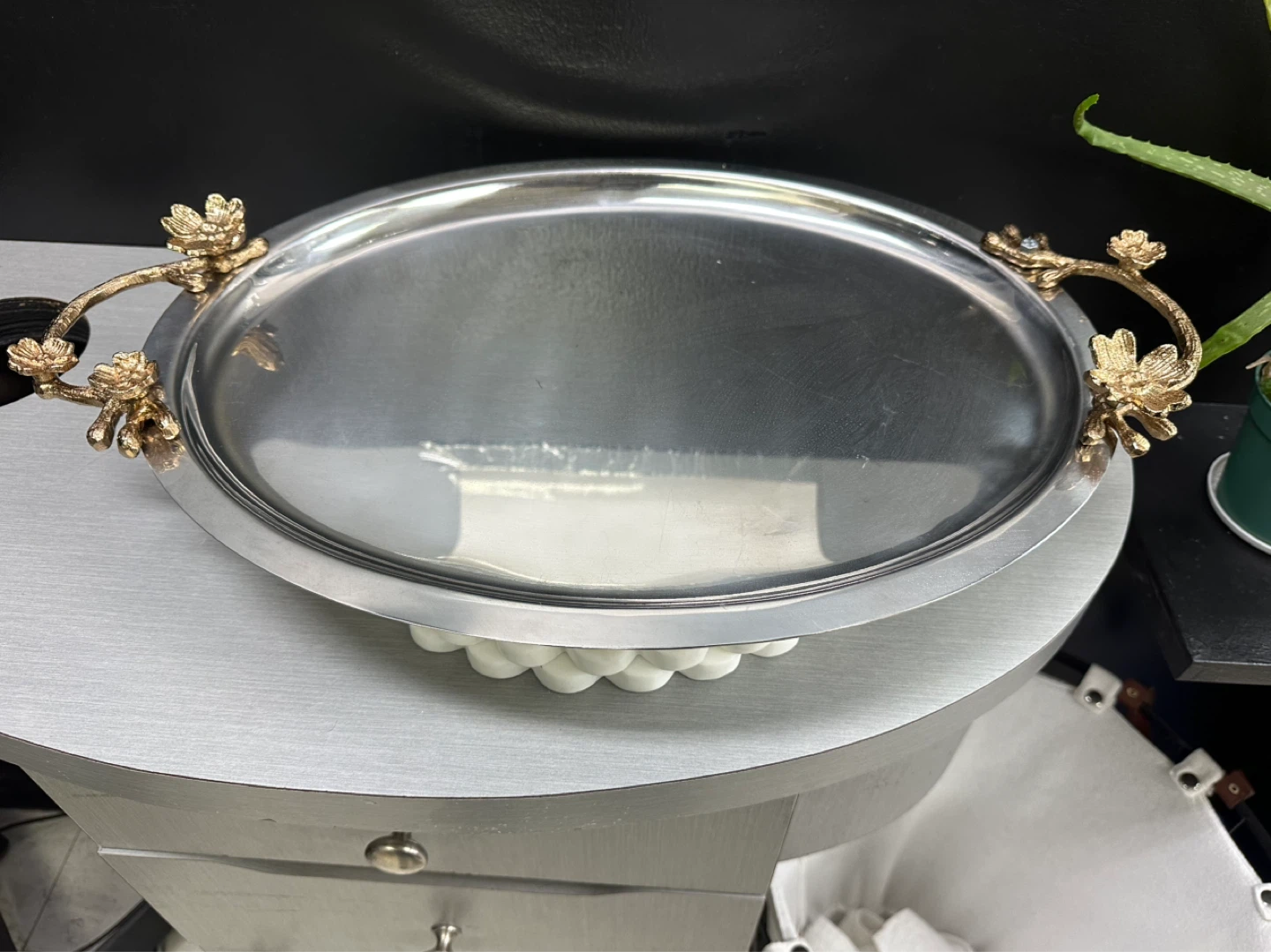 Decorative Serving Tray with Floral Handles - photo 3