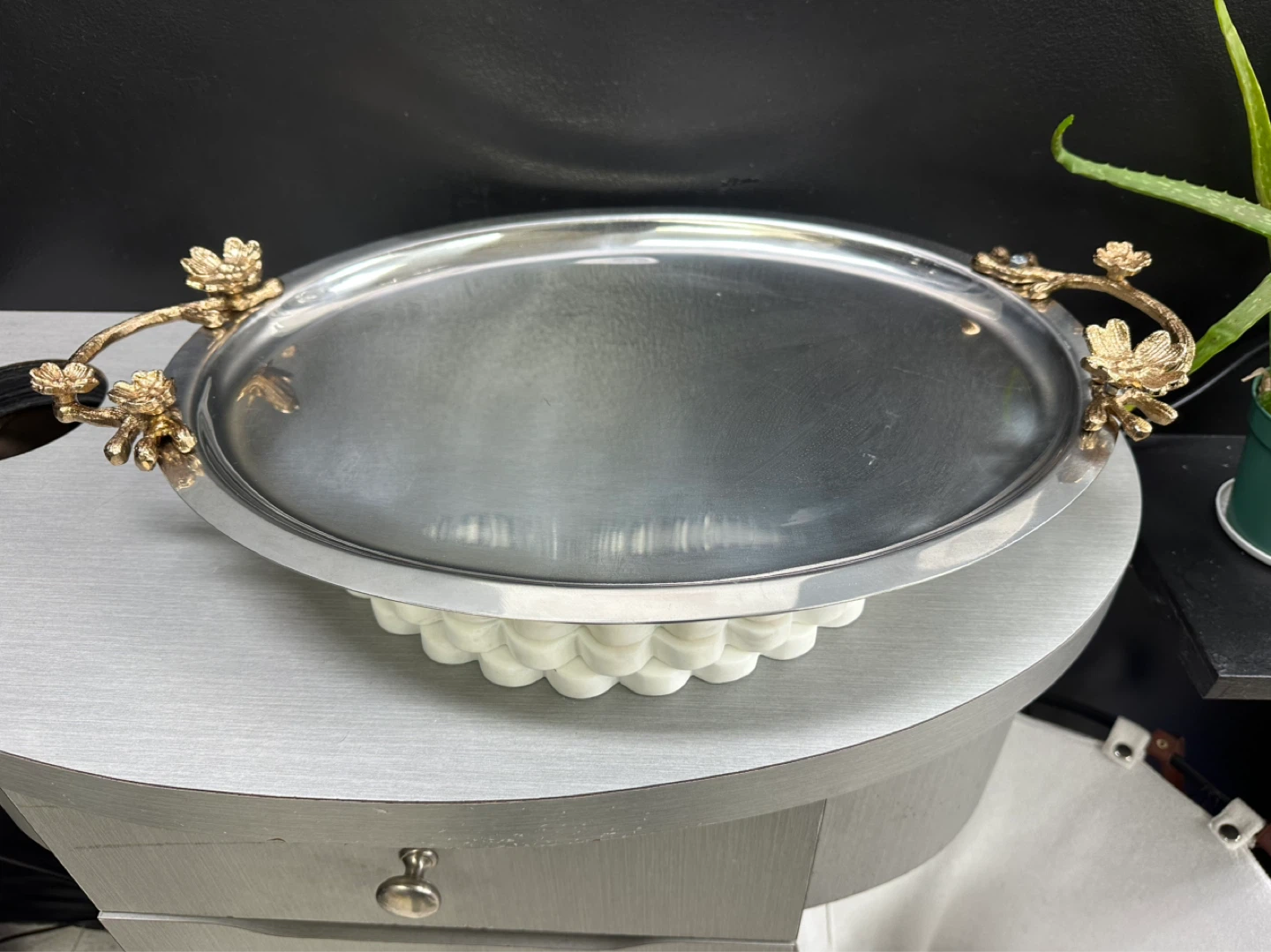 Decorative Serving Tray with Floral Handles - photo 2