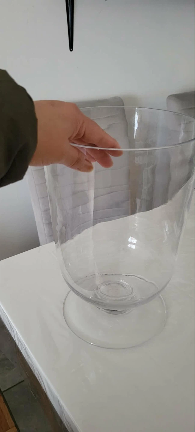 Large Clear Glass Footed Vase/Container - photo 2