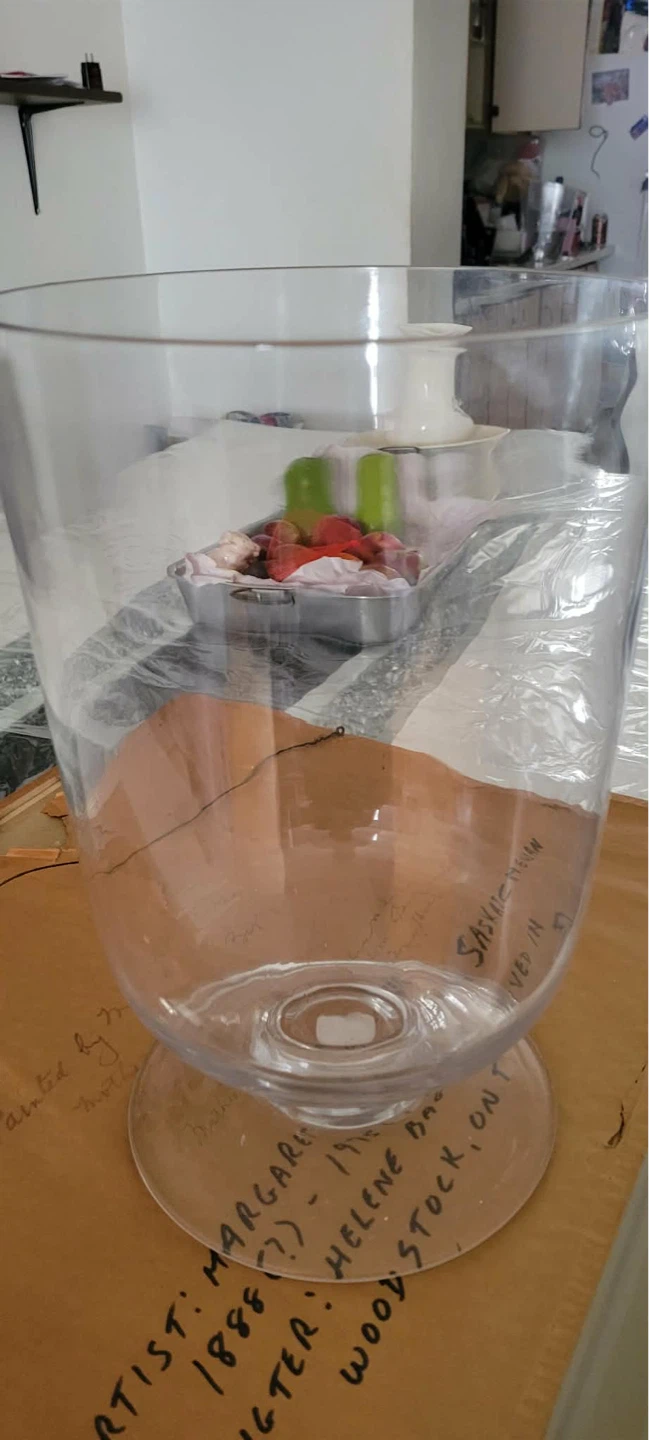 Large Clear Glass Footed Vase/Container - photo 3