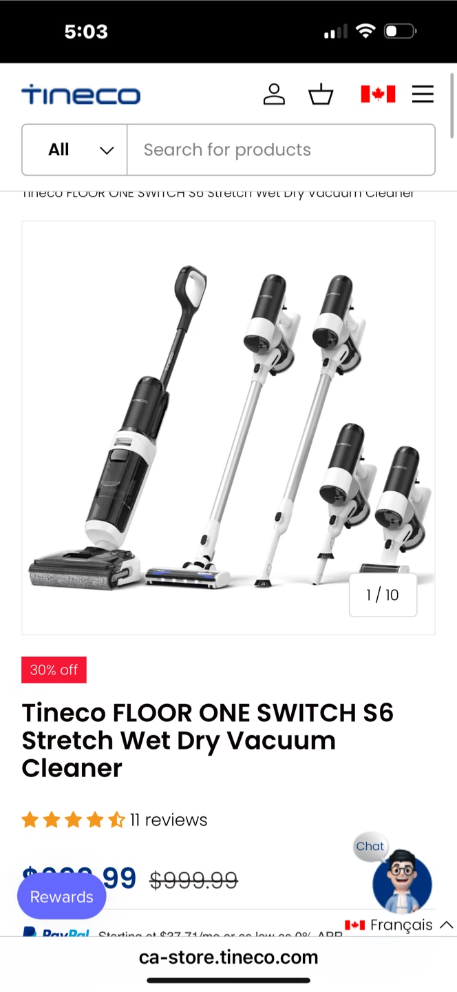 Tineco FLOOR ONE S6 Stretch Wet Dry Vacuum Cleaner