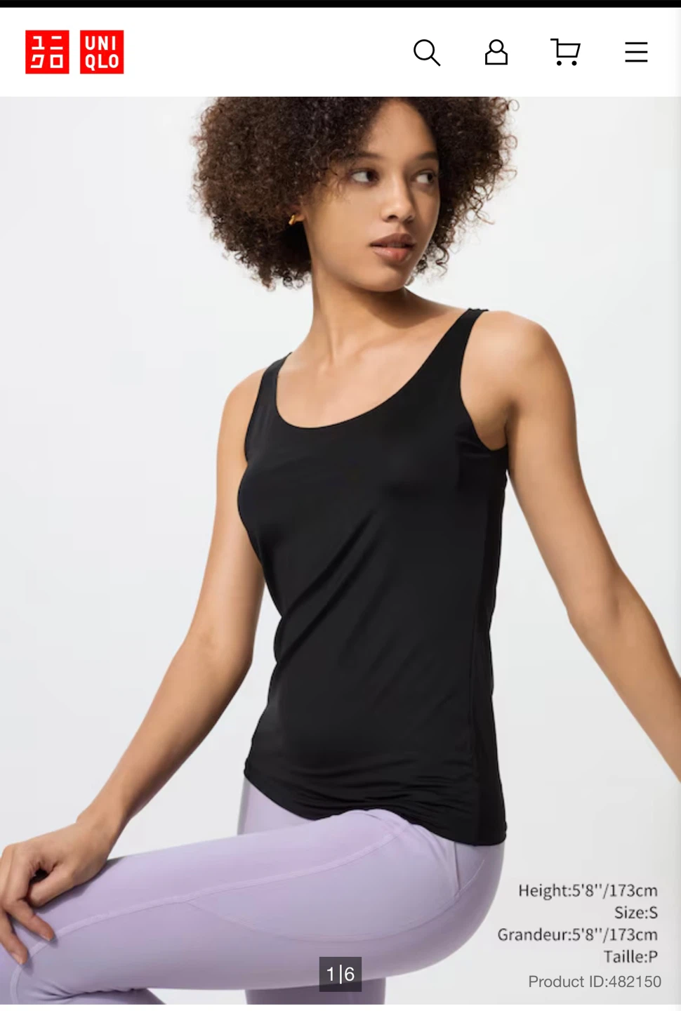 UNIQLO AIRism Bra Sleeveless Top - Navy blue - Size S