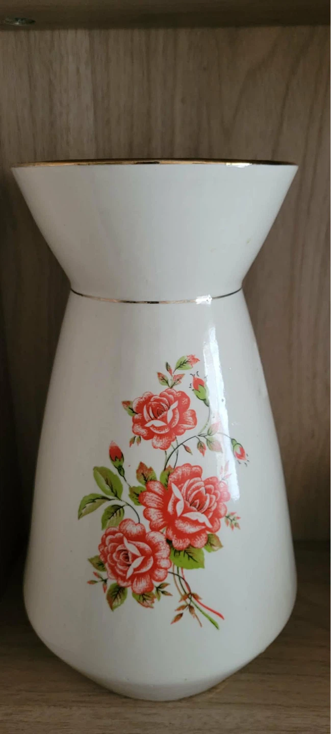 Vintage Ceramic Vase with Rose Decal - photo 2