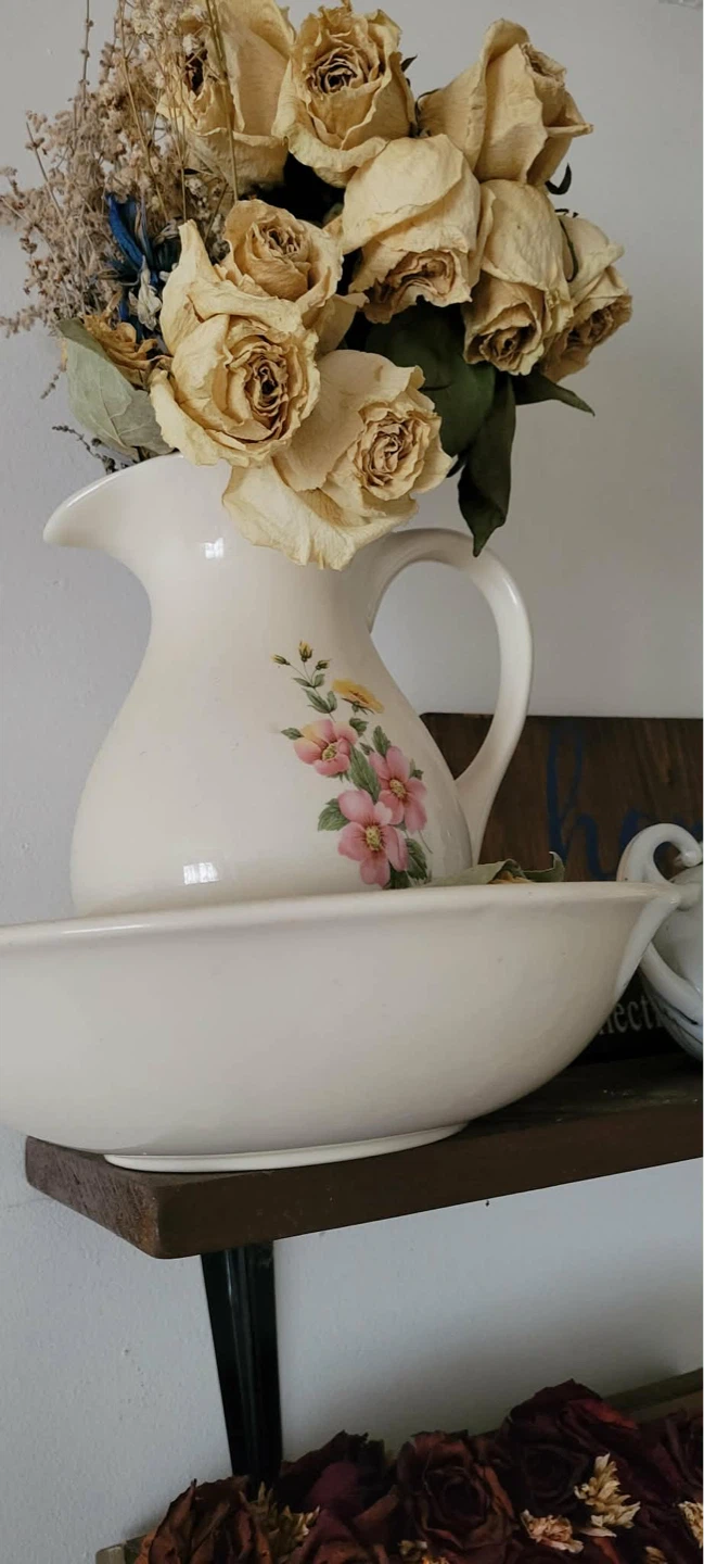 Vintage Floral Pitcher and Bowl Set