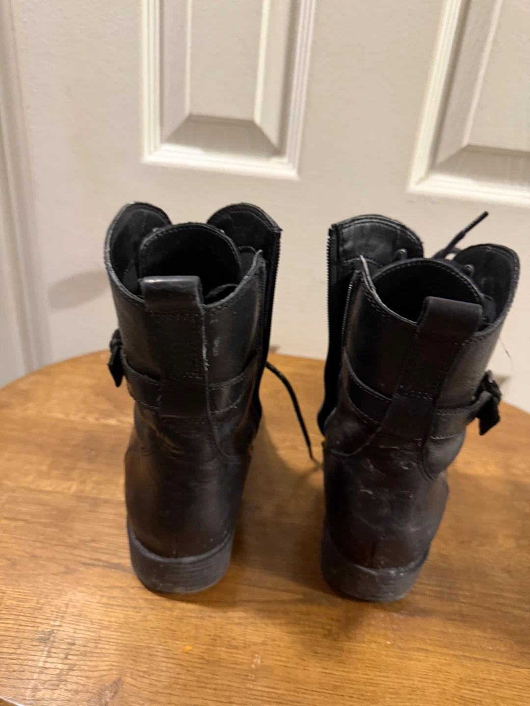 Vince Camuto Black Leather Lace Up Buckle Ankle Boots - photo 3