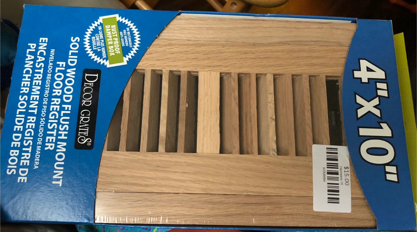 Decor Grates Solid Wood Flush Mount Floor Register 4" x 10"