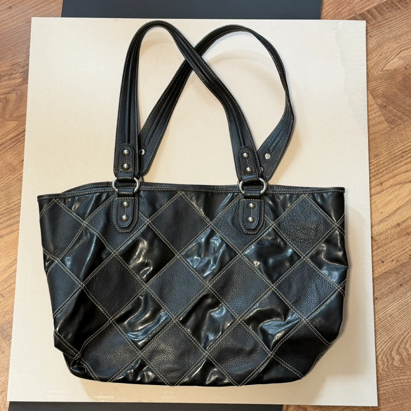 Tignanello black quilted tote bag