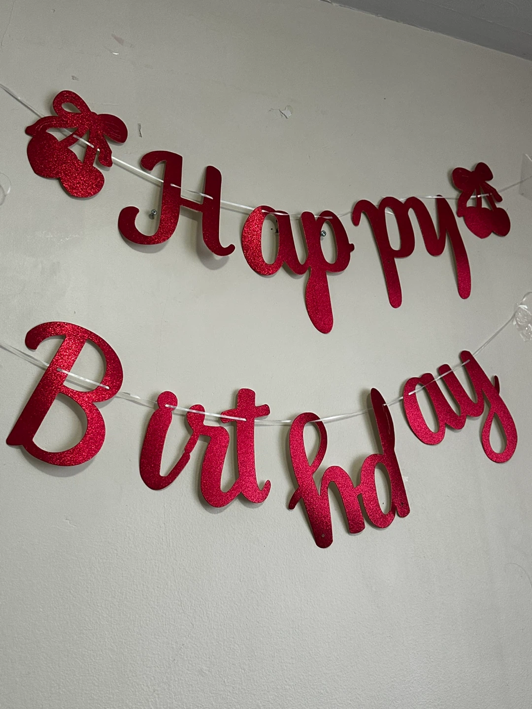 Red Glitter "Happy Birthday" Banner - photo 2