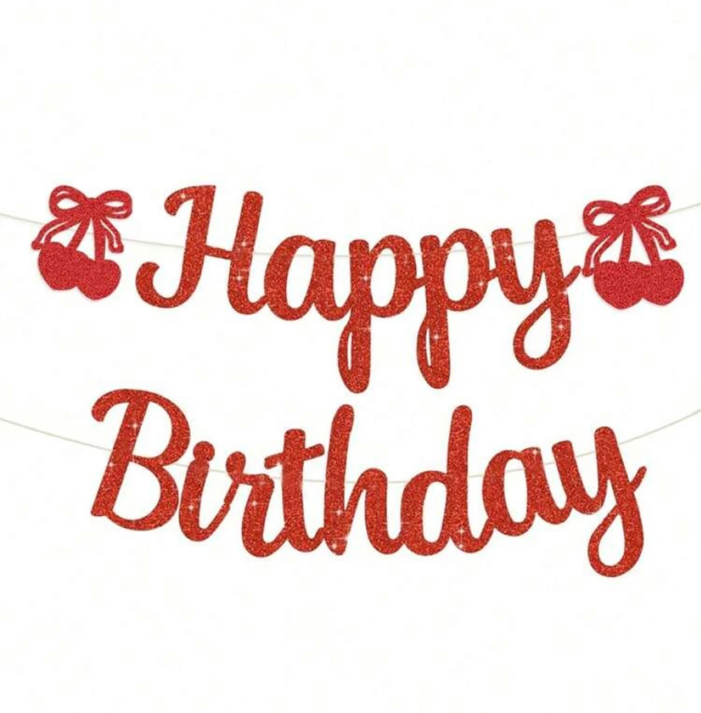 Red Glitter "Happy Birthday" Banner