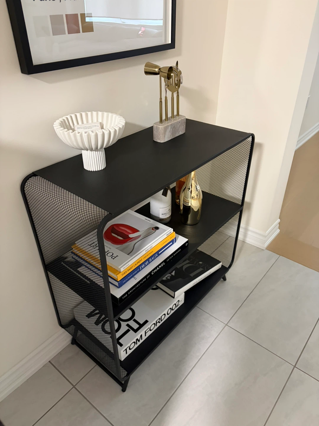 Black Metal Mesh 3-Shelf Storage Unit - photo 2