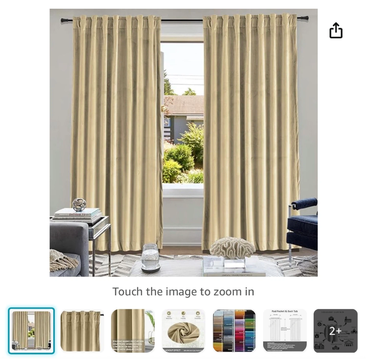 Classy long Velour lined  Curtains - Beige - photo 3