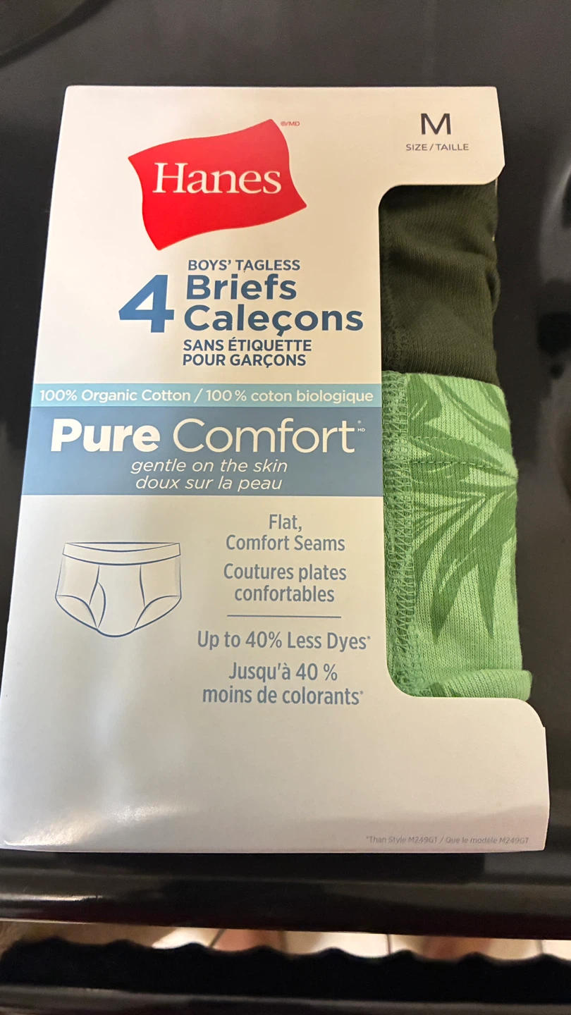 Hanes Boys' Tagless Pure Comfort Briefs - Size M (4 Pack)