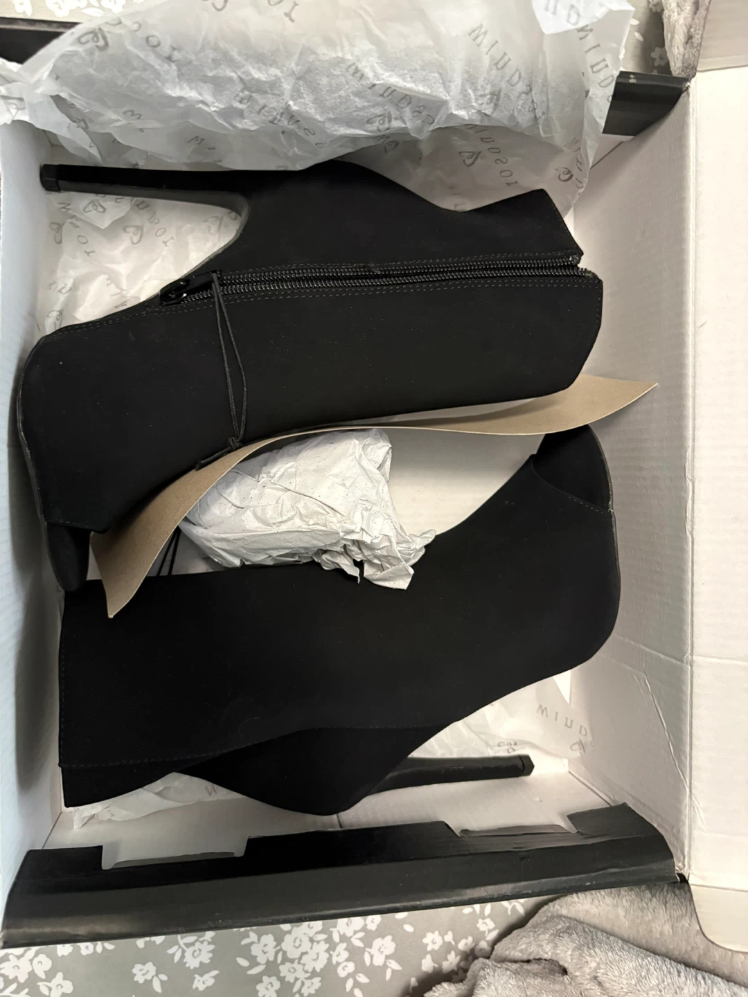 Black Peep Toe Heeled Booties