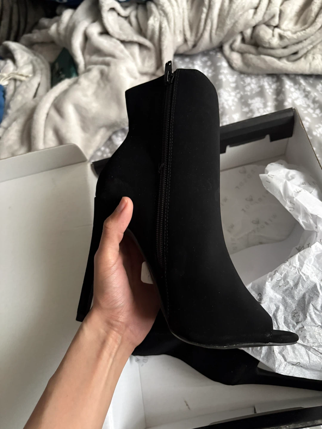 Black Peep Toe Heeled Booties - photo 5
