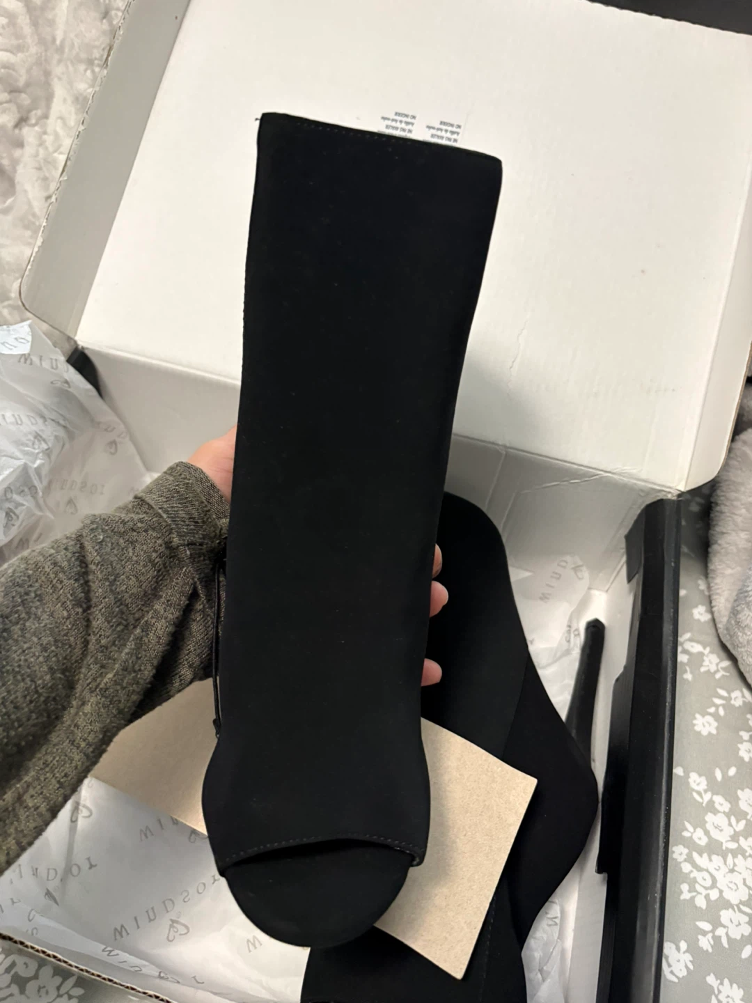 Black Peep Toe Heeled Booties - photo 2