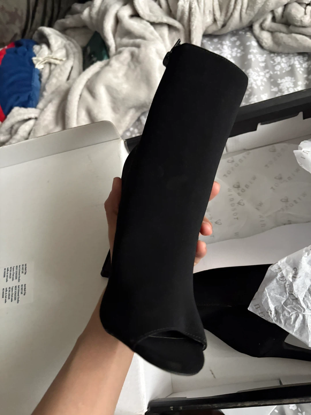 Black Peep Toe Heeled Booties - photo 4