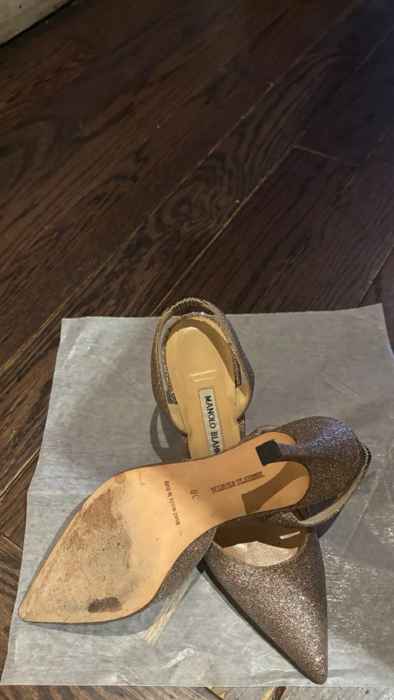 Manolo Blahnik Glitter Slingback Heels - Size 38 - photo 3