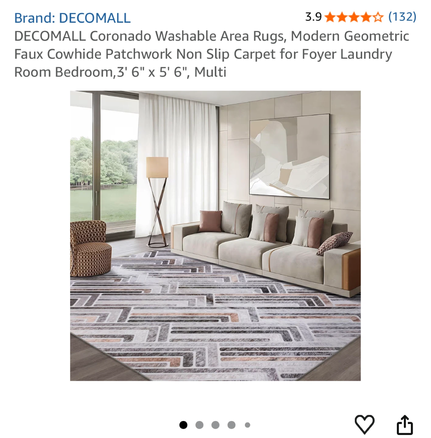 DECOMALL Coronado Washable Area Rug 3' x 5' - Multi
