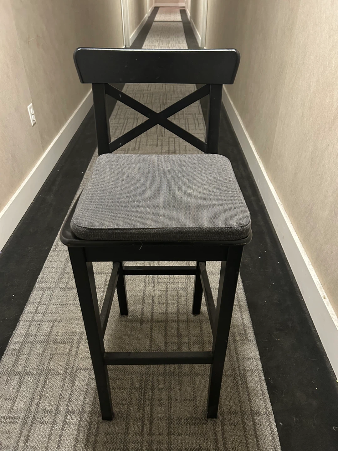 IKEA Black Bar Stool with Padded Seat - photo 2