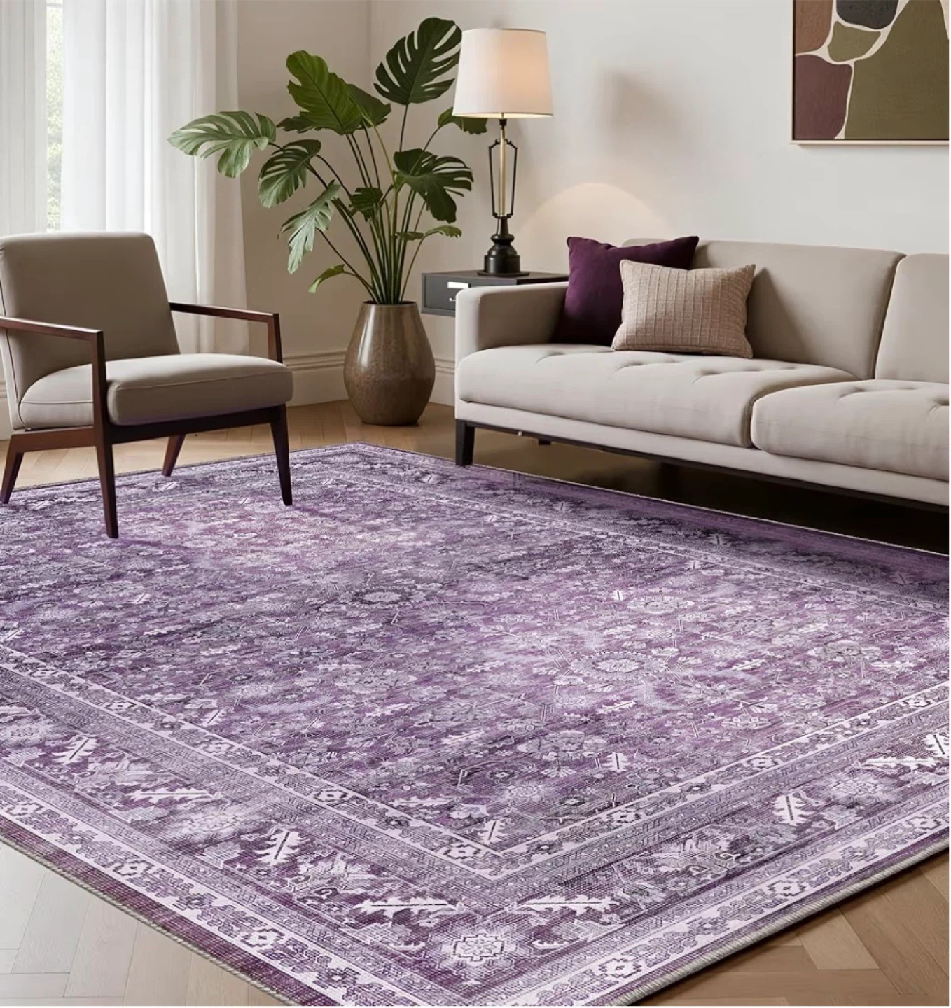 5x7 OPPODREAM Vintage Purple Area Rug 5x7