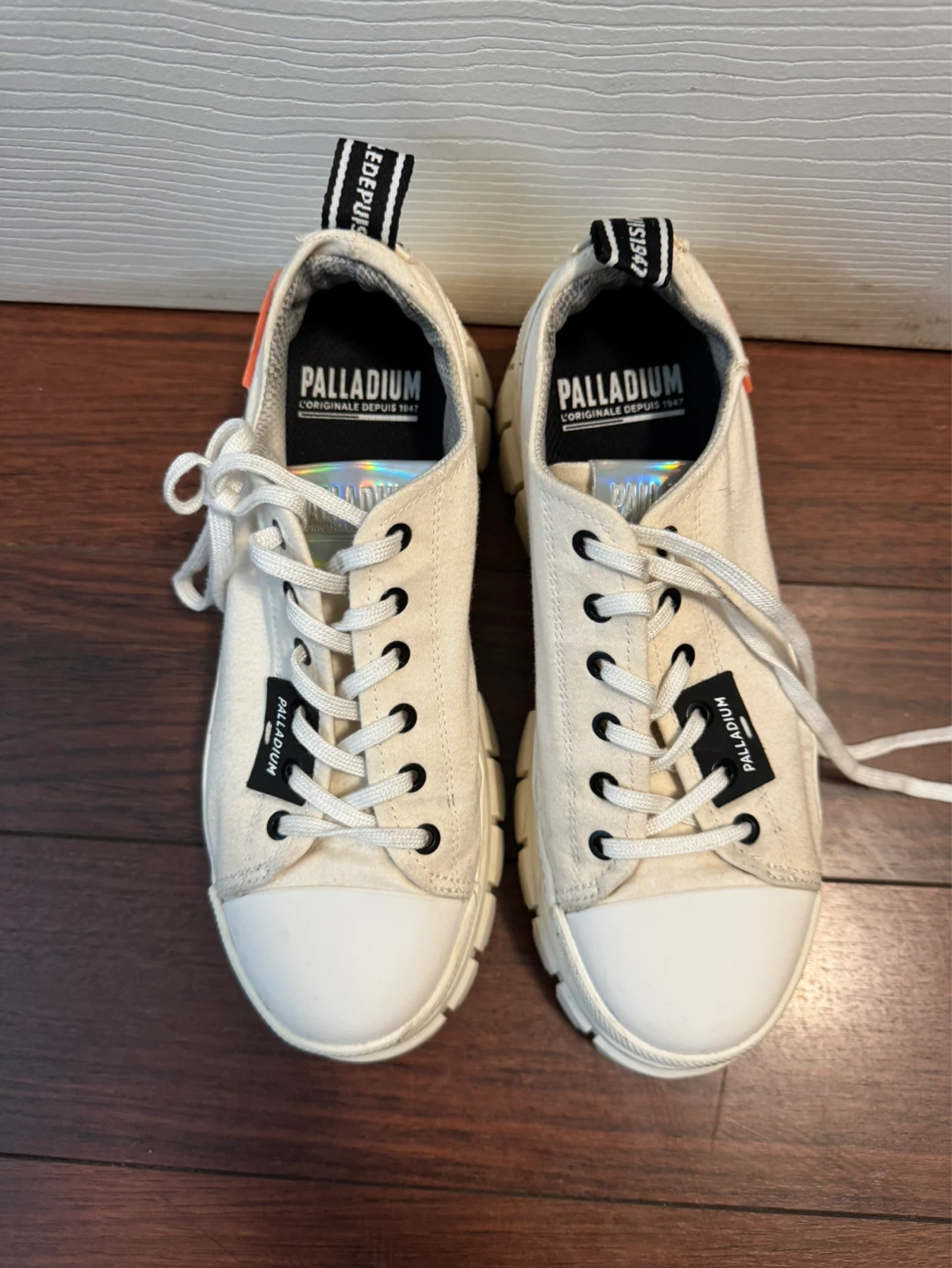 Palladium Cream Canvas Platform Sneakers - photo 5