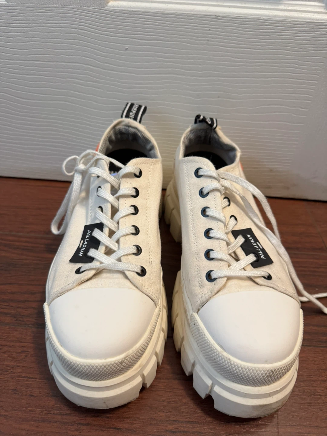 Palladium Cream Canvas Platform Sneakers - photo 4