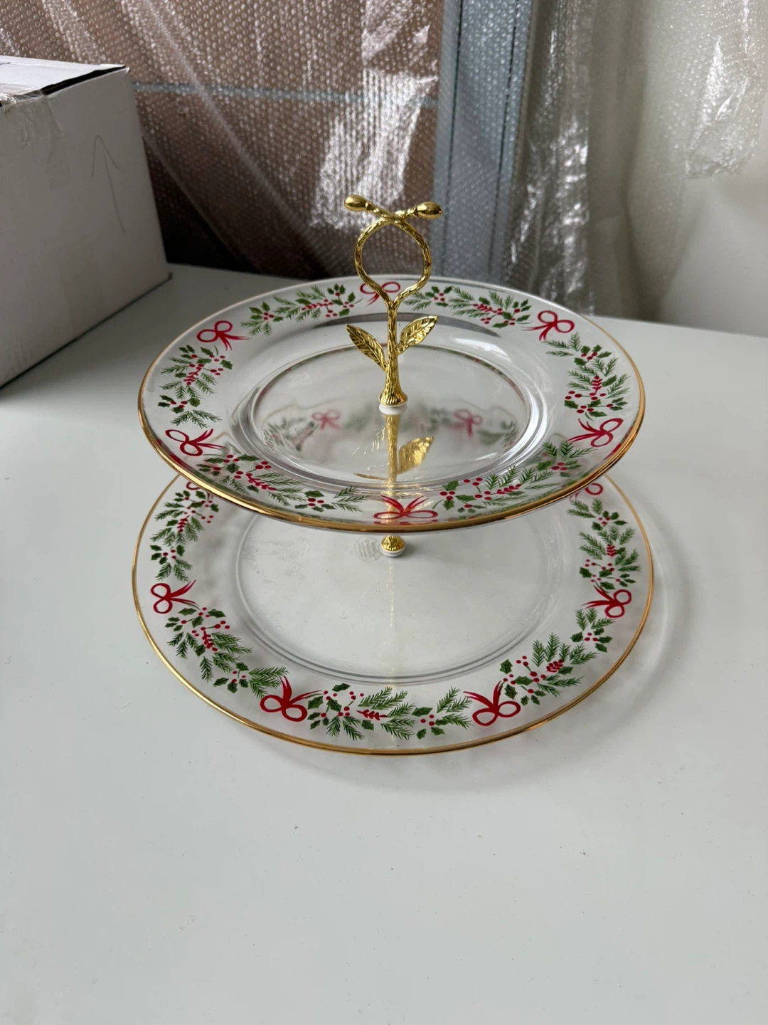 HomeGoods 2 Tier Glass Serving Tray